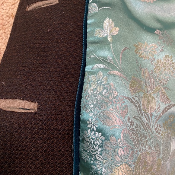 OOAK Handmade Wool, Faux Sherpa, Satin Lined Coat Ginkgo Leaf Patttern Medium - Picture 8 of 9